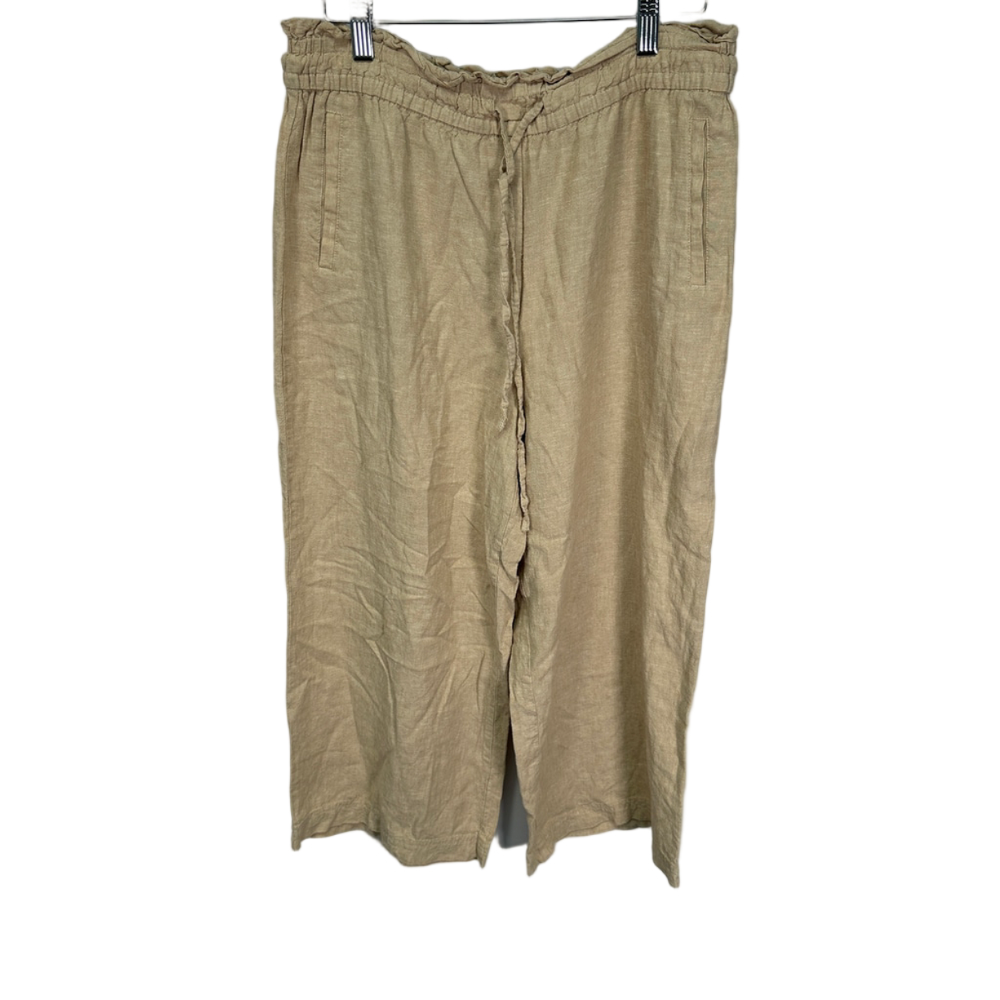 Coastal Wide leg‎ Linen blend Drawstring Pants Medium